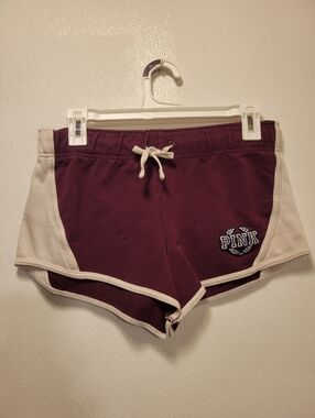 PINK Victoria's Secret Maroon Athletic Shorts with Cream Trim